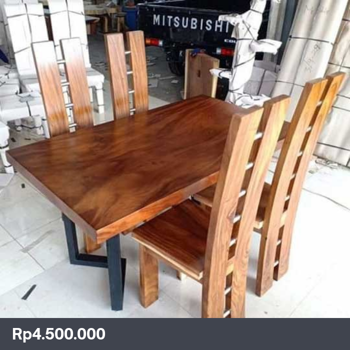 Set Meja Makan Trembesi Kaki besi Kursi H